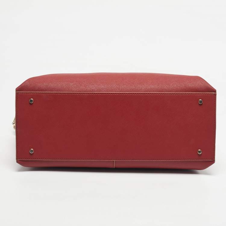 Pre Owned DKNY Red Leather Bryant Park Top Zip Tote