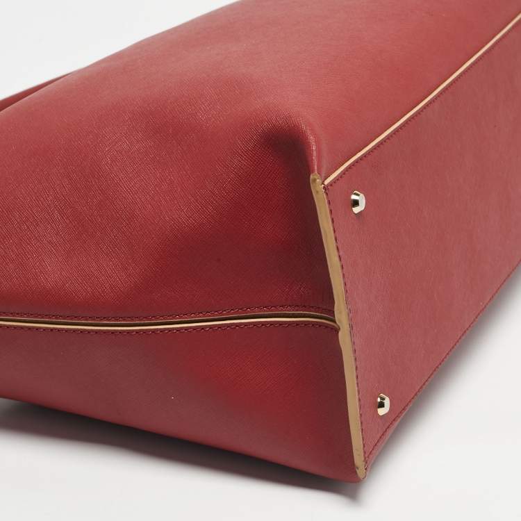 Pre Owned DKNY Red Leather Bryant Park Top Zip Tote