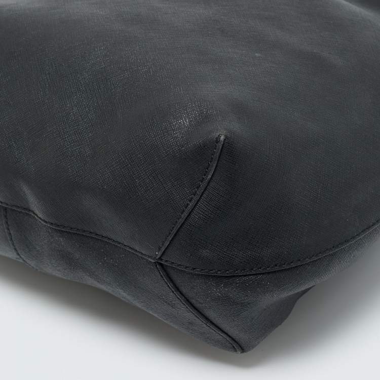 Pre Owned DKNY Black Leather Charm Hobo