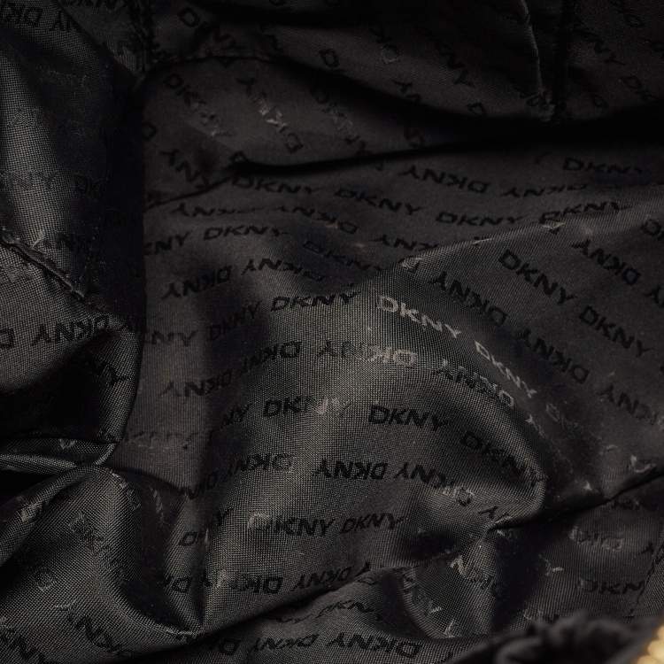 Pre Owned DKNY Black Pebbled Leather Padlock Dome Satchel