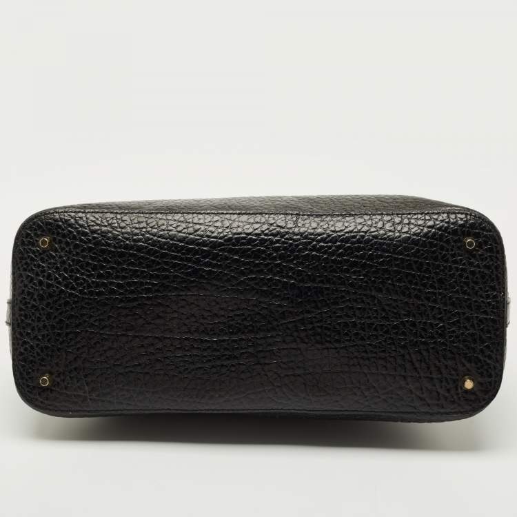 Pre Owned DKNY Black Pebbled Leather Padlock Dome Satchel