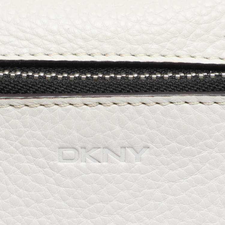 Pre Owned DKNY White/Grey Leather Top Handle Bag