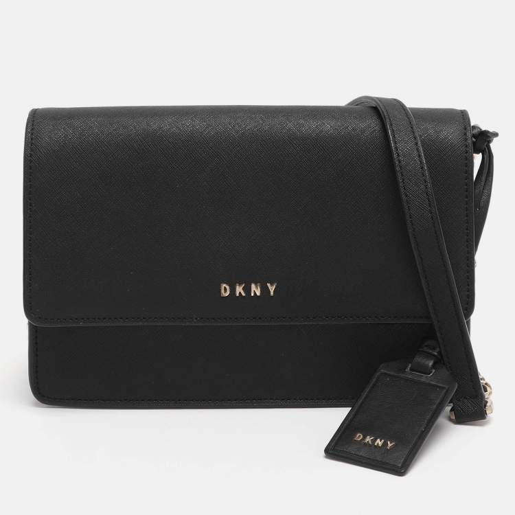Pre Owned Dkny Black Leather Crossbody Bag