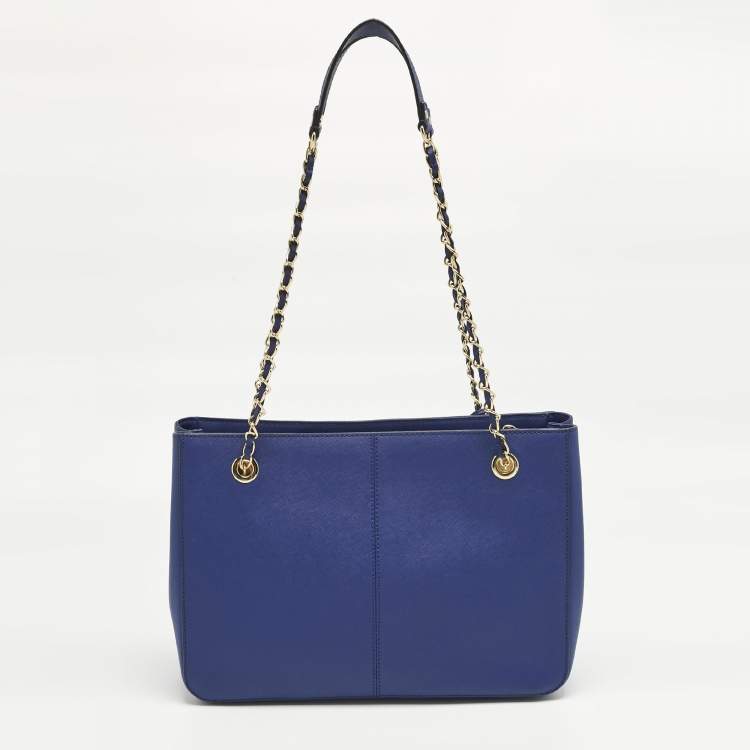 Pre Owned DKNY Blue Leather Bryant Park Chain Tote