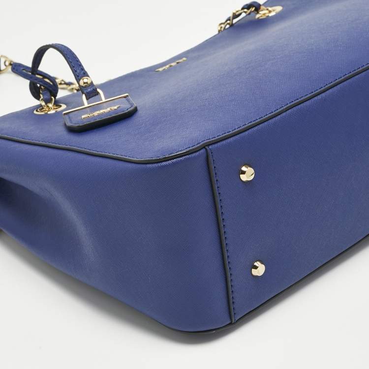 Pre Owned DKNY Blue Leather Bryant Park Chain Tote