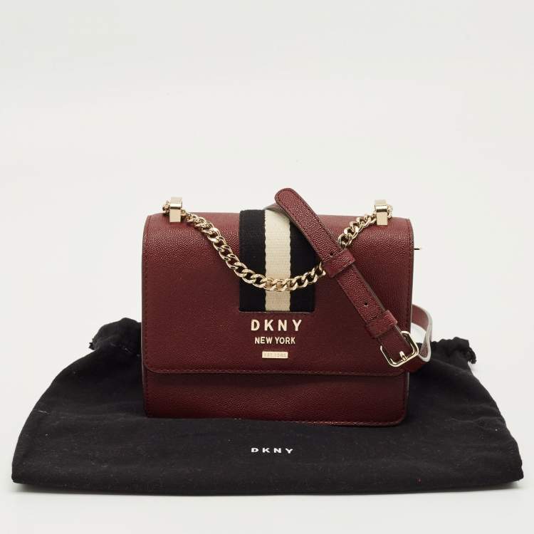 Pre Owned DKNY Burgundy Leather Liza Crossbody Bag