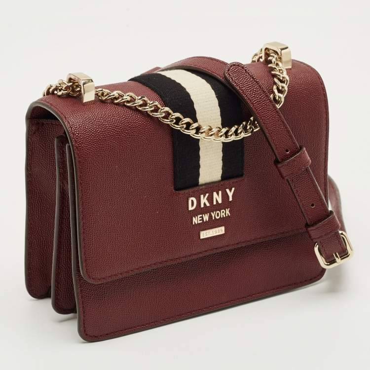 Pre Owned DKNY Burgundy Leather Liza Crossbody Bag