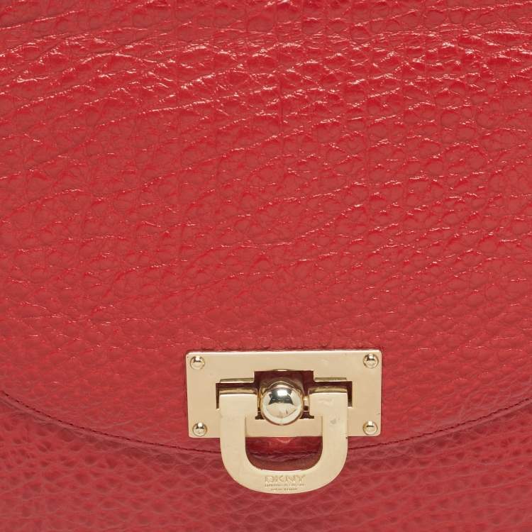 Pre Owned DKNY Red Pebbled Leather Shoulder Bag