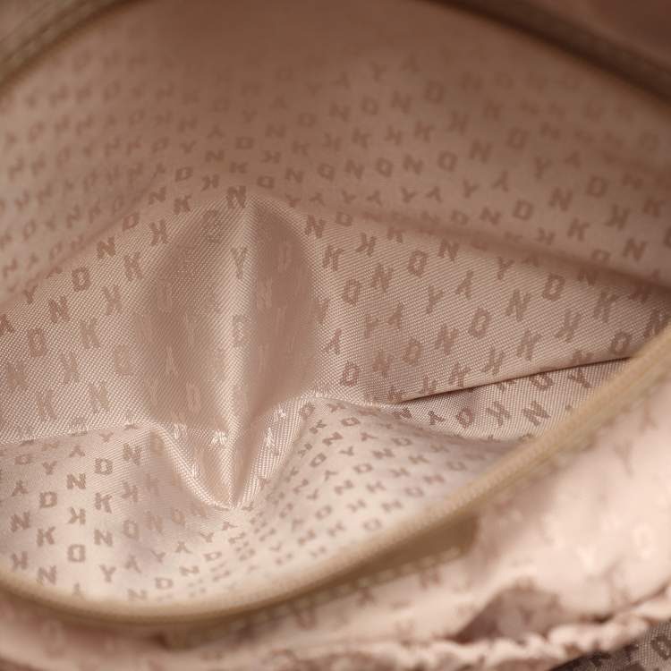 Pre Owned DKNY Green/Beige Python Embossed Leather Chain Tote