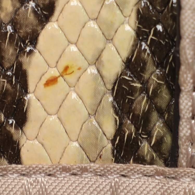 Pre Owned DKNY Green/Beige Python Embossed Leather Chain Tote