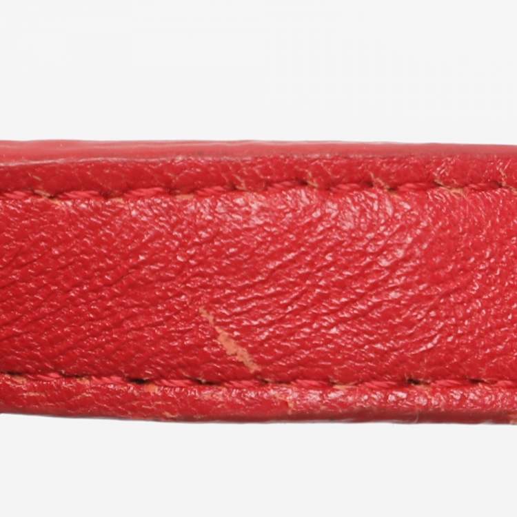 Pre Owned DKNY Red Quilted Leather Flap Chain Crossbody Bag