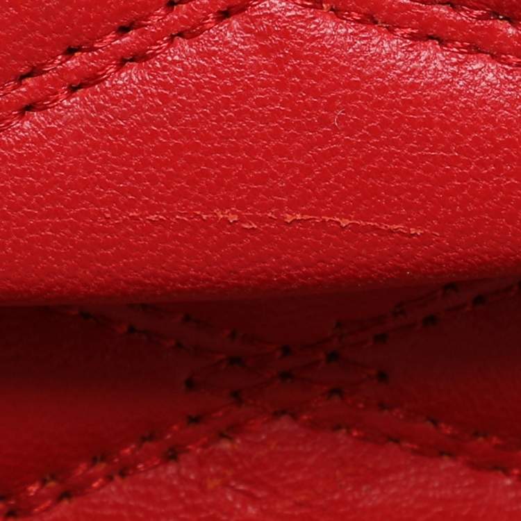 Pre Owned DKNY Red Quilted Leather Flap Chain Crossbody Bag