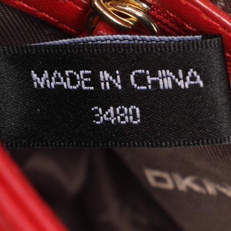 Pre Owned DKNY Red Quilted Leather Flap Chain Crossbody Bag