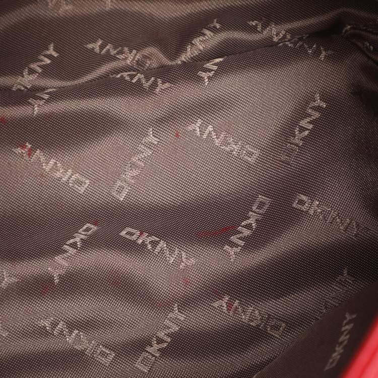 Pre Owned DKNY Red Quilted Leather Flap Chain Crossbody Bag