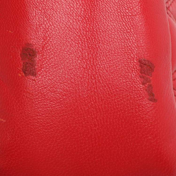 Pre Owned DKNY Red Quilted Leather Flap Chain Crossbody Bag