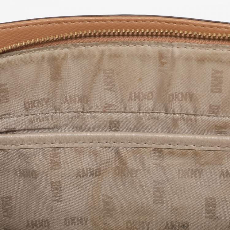 Pre Owned DKNY Beige Coated Canvas and Leather Satchel