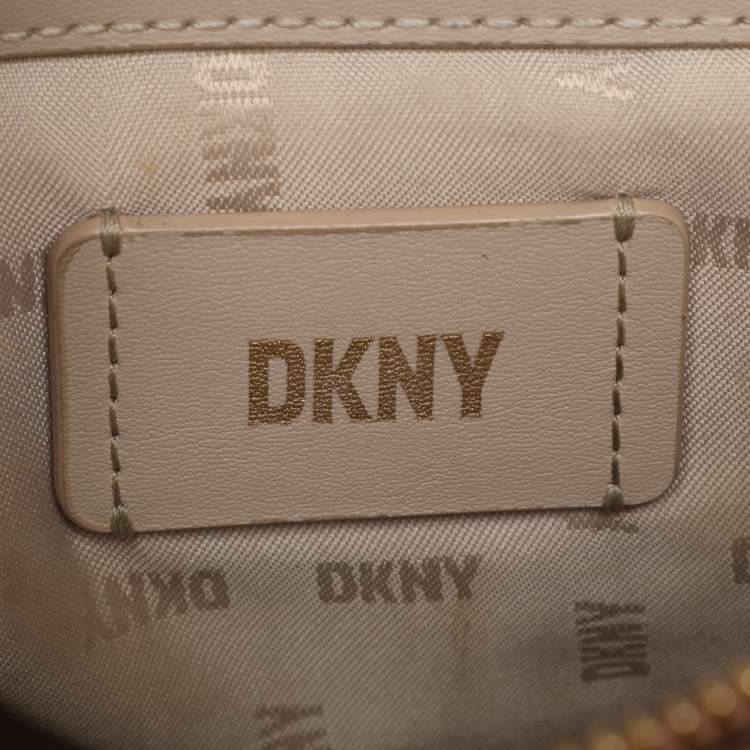 Pre Owned DKNY Beige Coated Canvas and Leather Satchel
