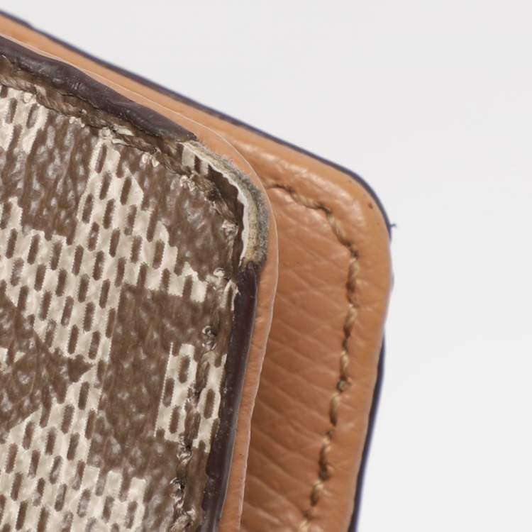 Pre Owned DKNY Beige Coated Canvas and Leather Satchel