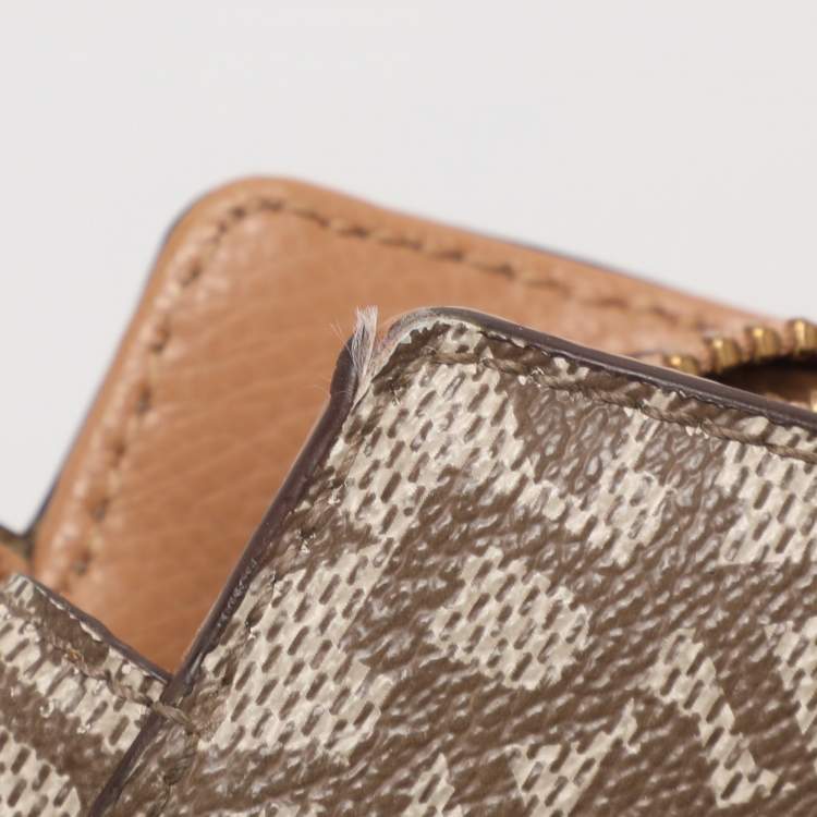 Pre Owned DKNY Beige Coated Canvas and Leather Satchel