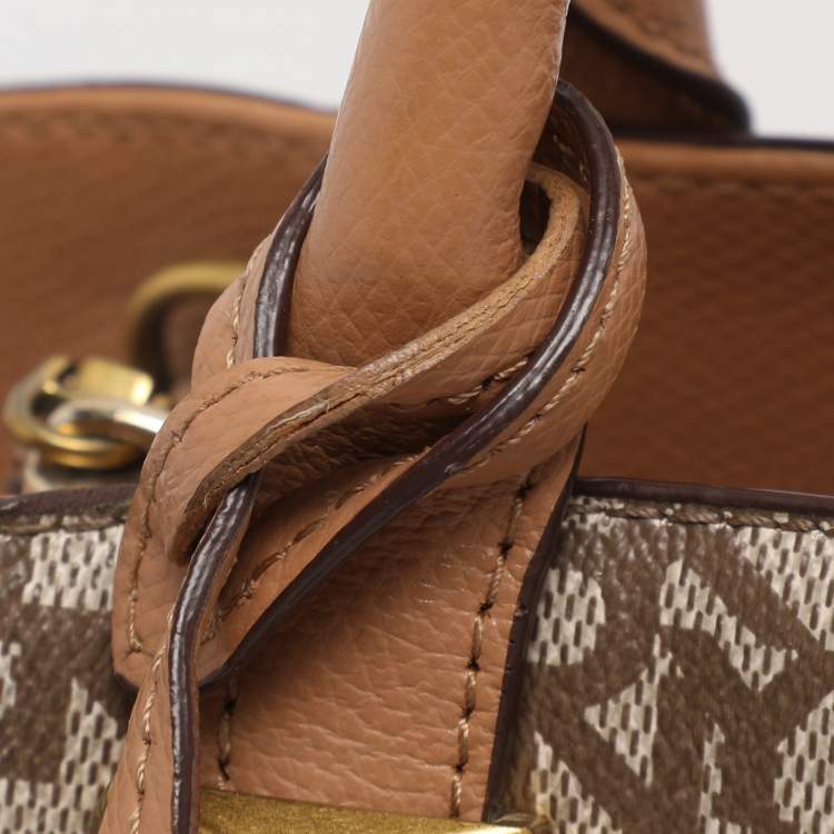 Pre Owned DKNY Beige Coated Canvas and Leather Satchel