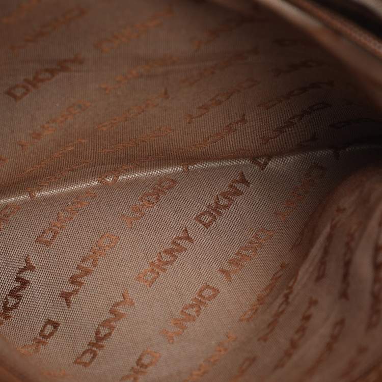 Pre Owned DKNY Brick Red/Beige Signature Coated Canvas And Leather Bryant Chain Shoulder Bag