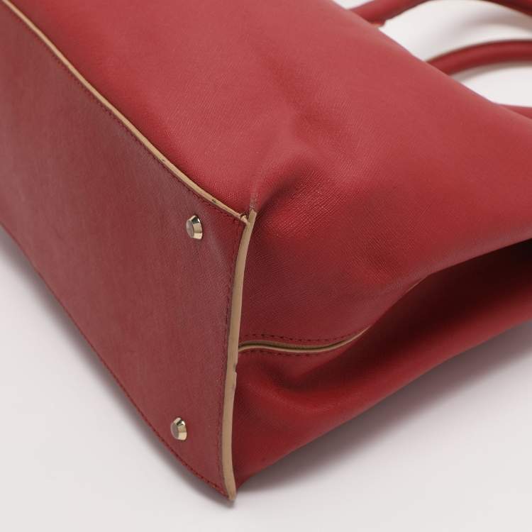 Pre Owned DKNY Red Leather Bryant Park Top Zip Tote