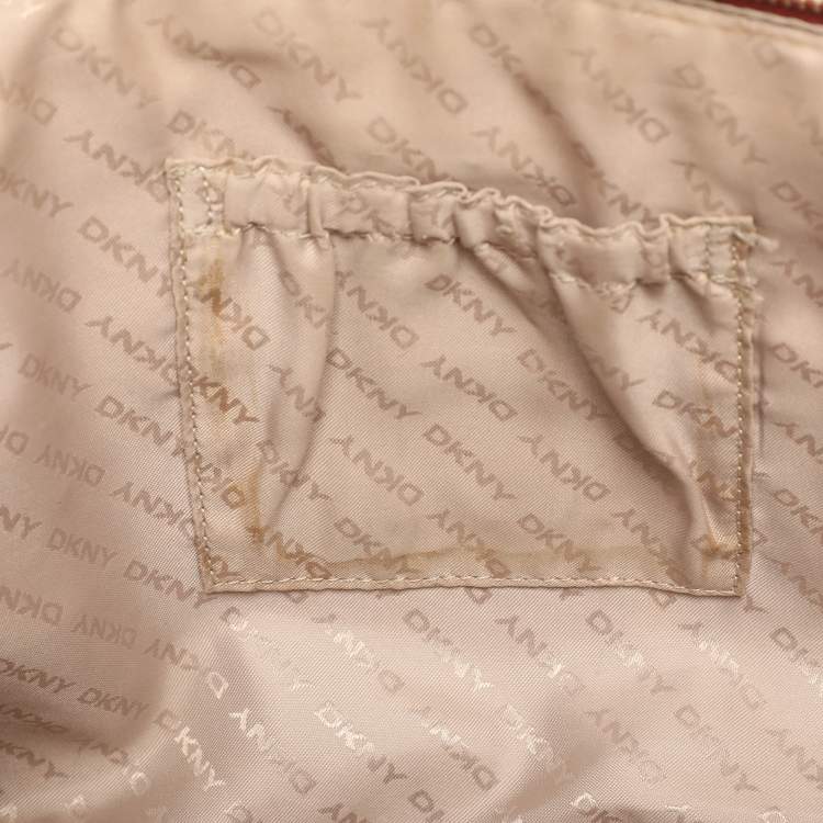 Pre Owned DKNY Red Leather Bryant Park Top Zip Tote