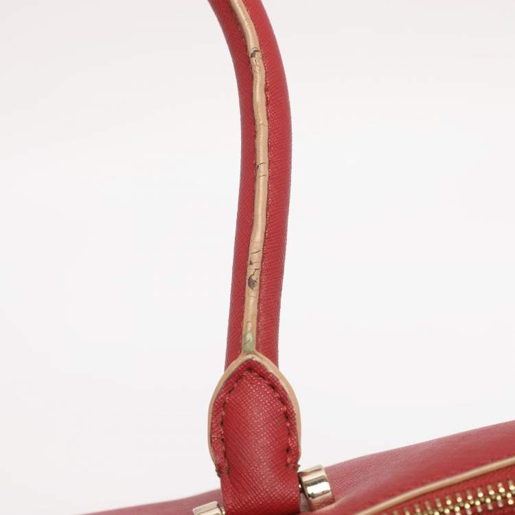 Pre Owned DKNY Red Leather Bryant Park Top Zip Tote