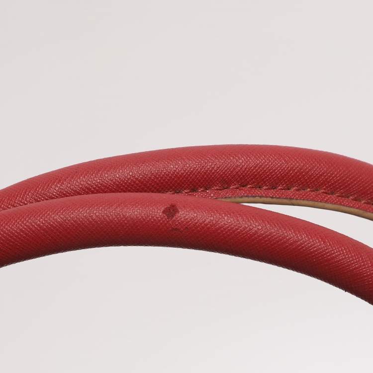 Pre Owned DKNY Red Leather Bryant Park Top Zip Tote