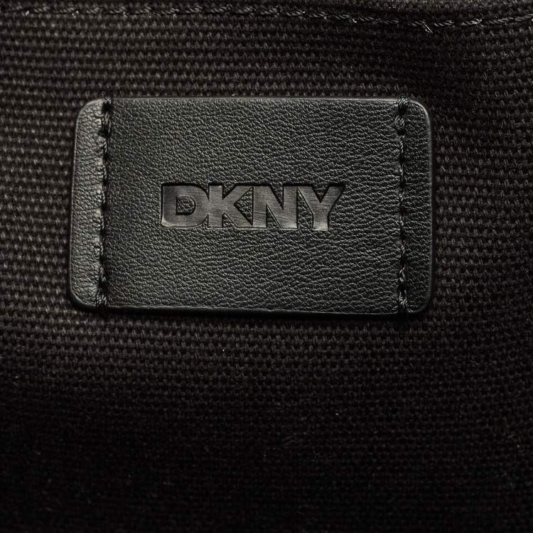 Pre Owned Dkny Black Canvas Logo Tote