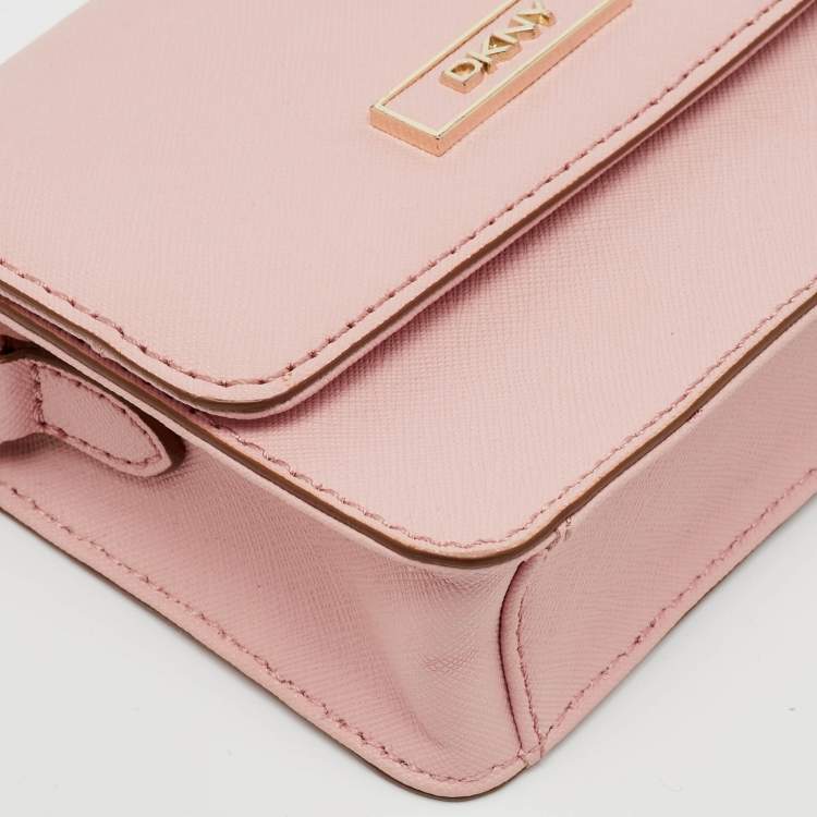 Pre Owned DKNY Light Pink Saffiano Leather Bryant Mini Crossbody Bag