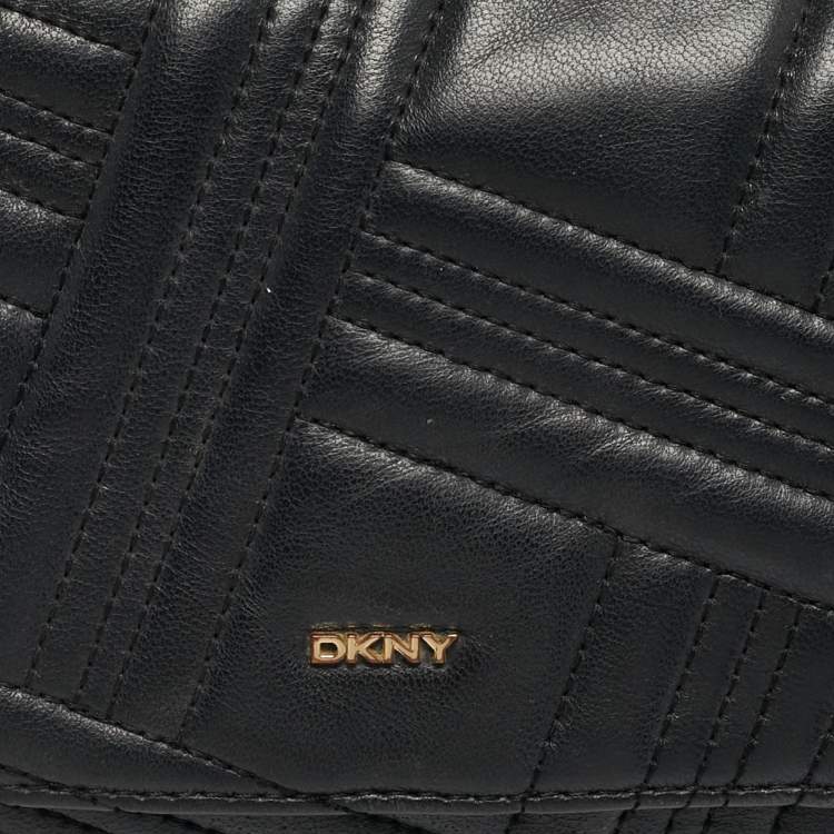 مملوكة مسبقًا DKNY Black Quilted Leather Allen Flap Shoulder Bag