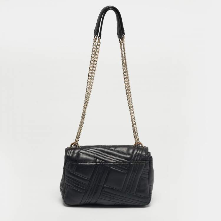 مملوكة مسبقًا DKNY Black Quilted Leather Allen Flap Shoulder Bag