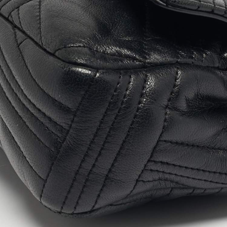 مملوكة مسبقًا DKNY Black Quilted Leather Allen Flap Shoulder Bag