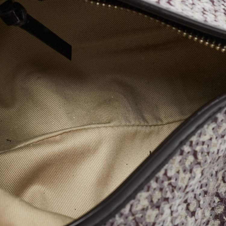 Pre Owned DKNY Monogram Plum Fabric, Patent Leather and Sequins Shoulder Bag