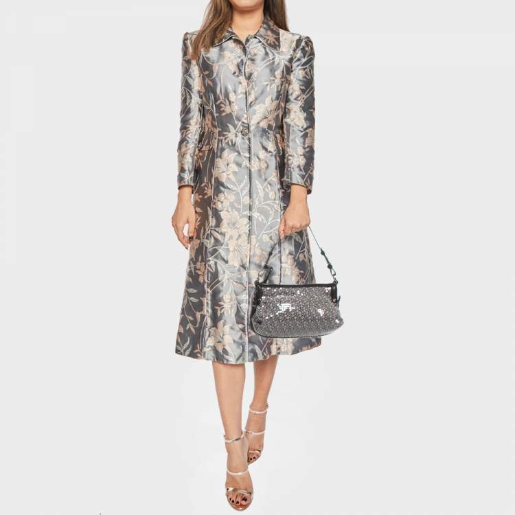 Pre Owned DKNY Monogram Plum Fabric, Patent Leather and Sequins Shoulder Bag