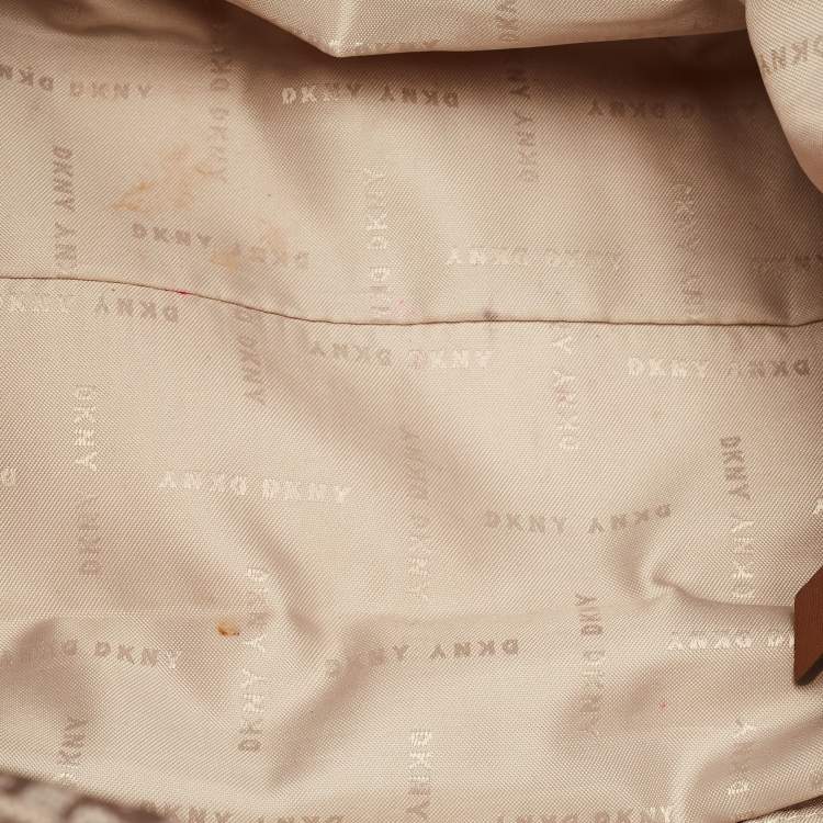 Pre Owned DKNY Cora Brown Monogram Fabric and Leather Tote