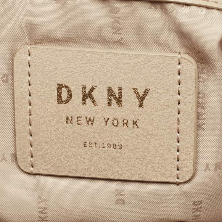 Pre Owned DKNY Cora Brown Monogram Fabric and Leather Tote