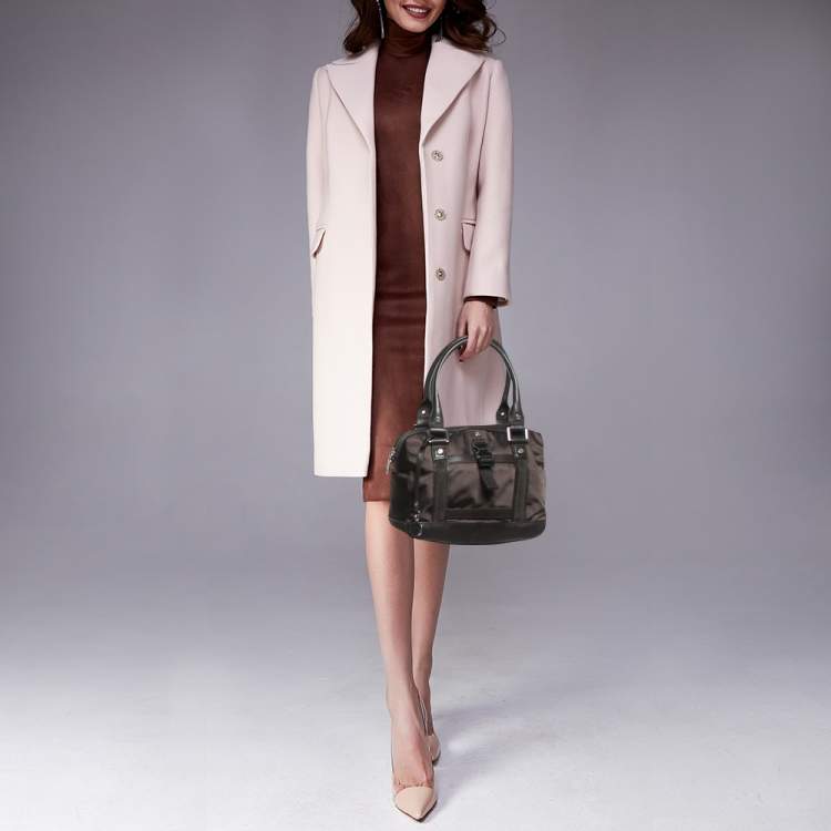 Pre Owned DKNY Buckle Brown Nylon and Leather Satchel