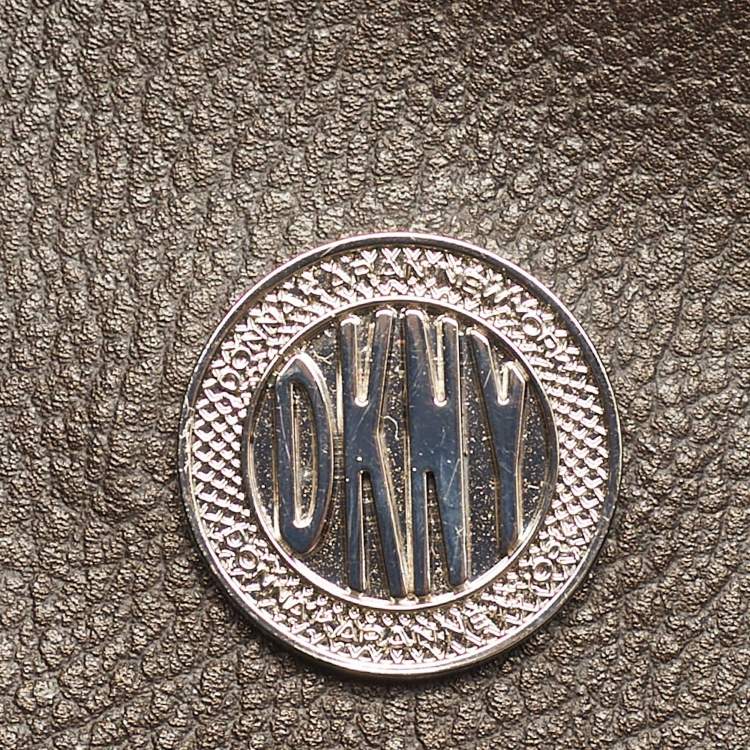 Pre Owned DKNY Buckle Brown Nylon and Leather Satchel