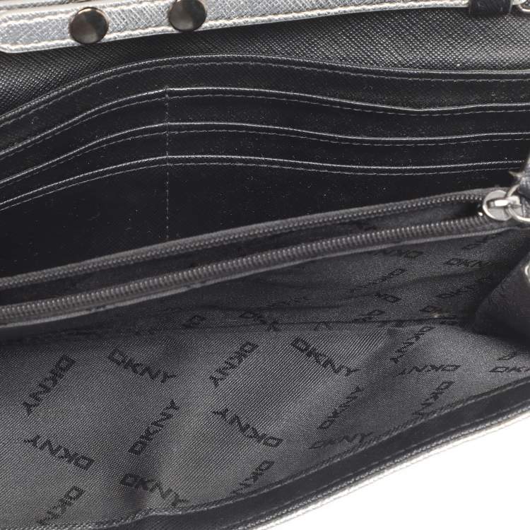 Pre Owned DKNY Flap Silver Leather Wallet On Chain