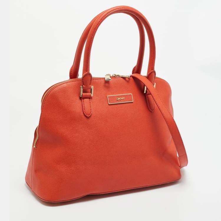 مملوكة مسبقًا حقيبة DKNY ساتشيل جلد برتقالي دوم