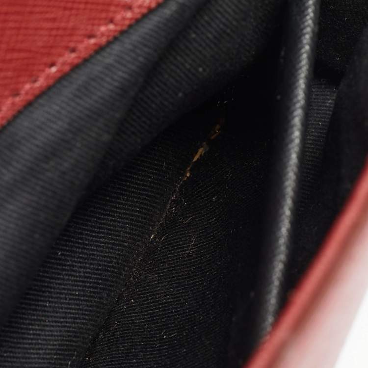 Pre Owned DKNY Bryant Park Dark Red Leather Flap Crossbody Bag