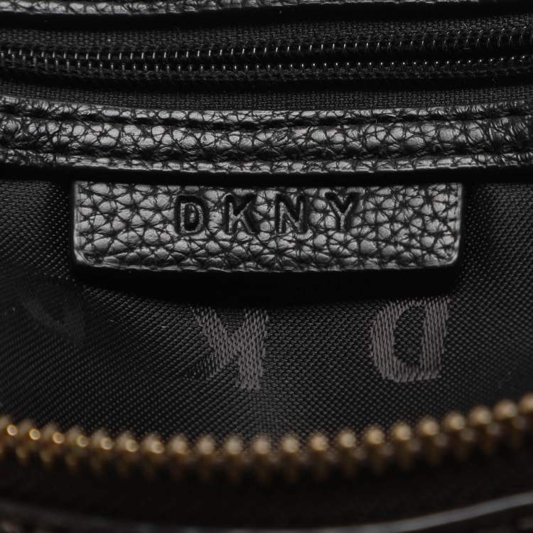 Pre Owned DKNY Studded Grey Leather Boston Bag