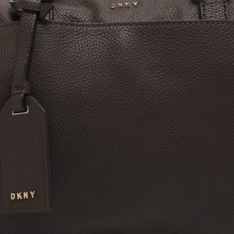 Pre Owned DKNY Studded Grey Leather Boston Bag