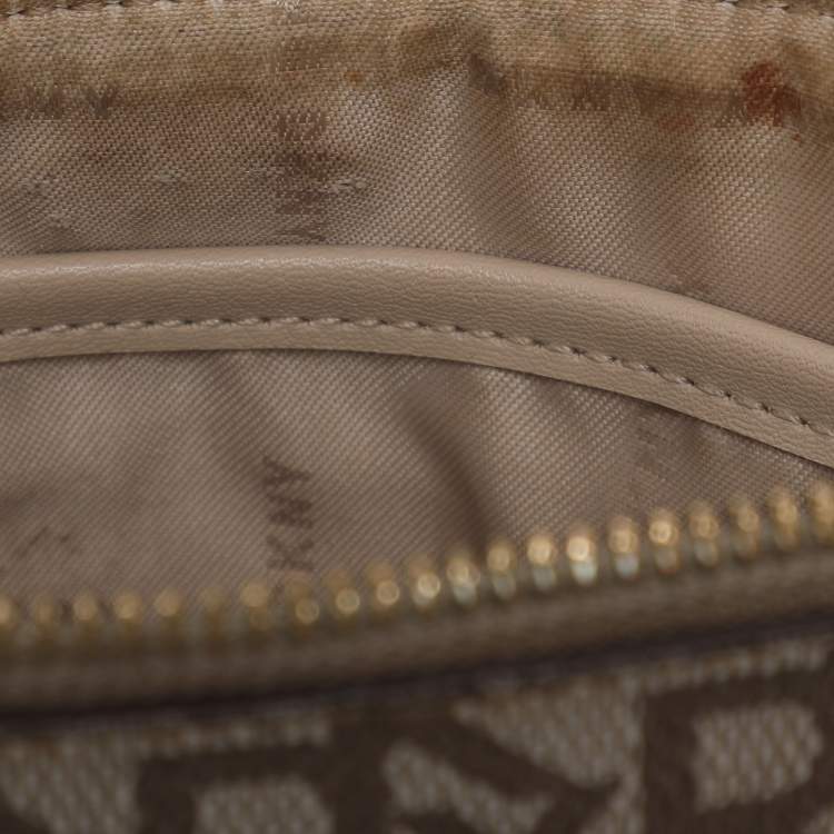 Pre Owned DKNY Brown/Beige Signature Coated Canvas Dome Crossbody Bag