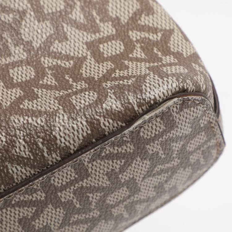 Pre Owned DKNY Brown/Beige Signature Coated Canvas Dome Crossbody Bag
