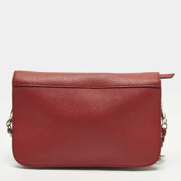 Pre Owned DKNY Bryant Park Red Leather Flap Crossbody Bag