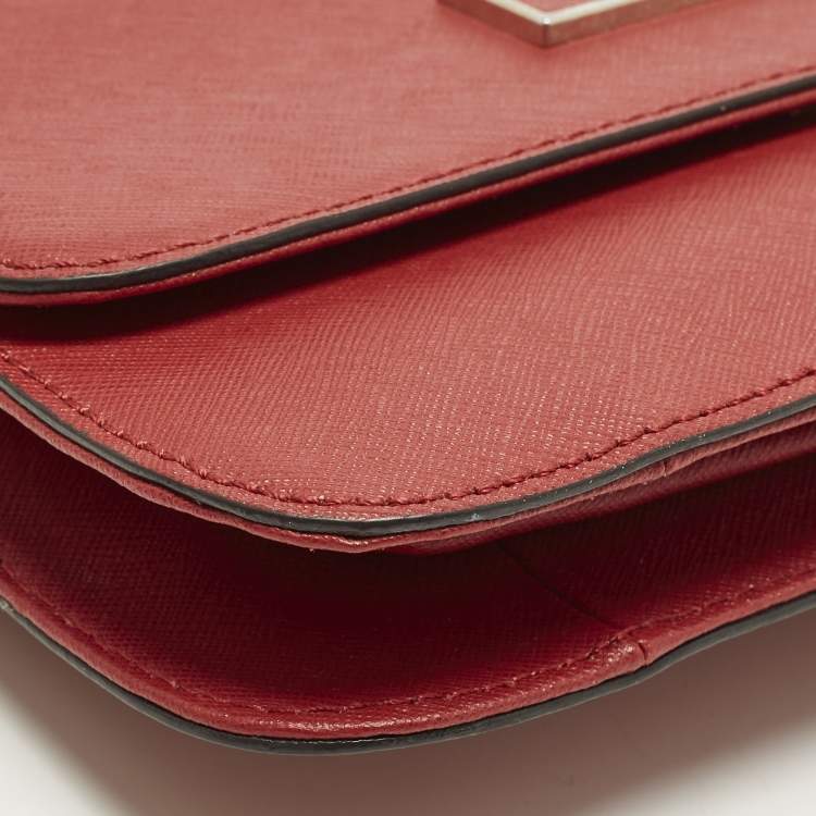 Pre Owned DKNY Bryant Park Red Leather Flap Crossbody Bag