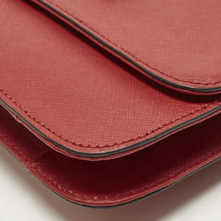 Pre Owned DKNY Bryant Park Red Leather Flap Crossbody Bag